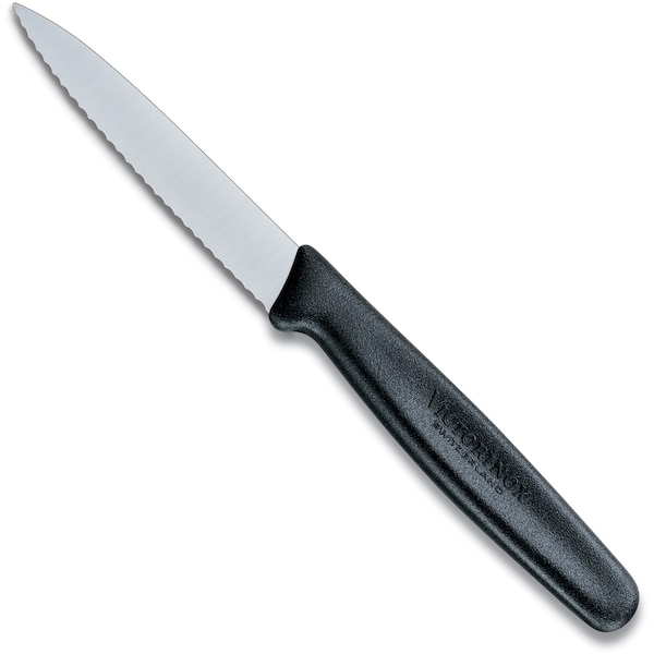 Swiss Army Brands Victorinox 40602 Kitchen Black Paring - Small Handle, Spear Point, 30.25In Blade, Serrated Edge - VIC-5.0633