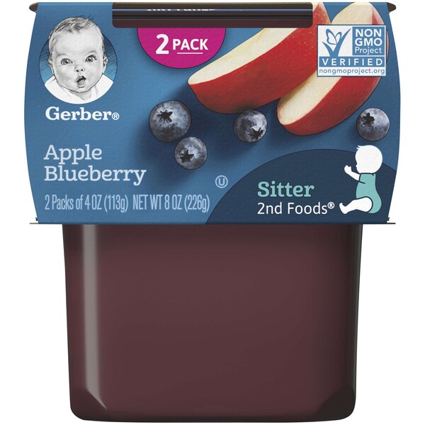 Alimentos para bebés Gerber 2nd Foods Manzana Arándano 4 oz., PK16 - 00015000076641