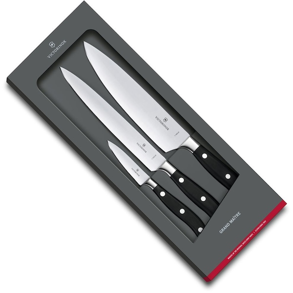 Swiss Army Brands 2024 Kitchen Grande Maitre, 3 Pc Chefs Set Forged, Pom Handles, Forged Steel, Parer Gift Box - VIC-7.7243.3