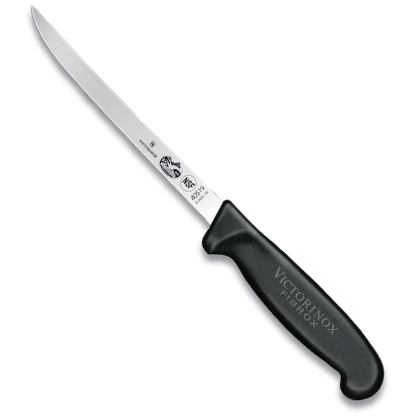 Swiss Army Brands Victorinox 40519 Kitchen Fibrox Pro Black Boning - Straight, Narrow, 6In Semi-Flexible Blade - VIC-5.6203.15