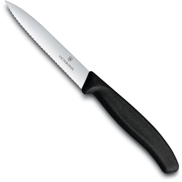 Swiss Army Brands 2024 Kitchen Swiss Classic Paring 4In Serrated, Spear Point Blade, 5/8In Width At Handle Black - VIC-6.7733