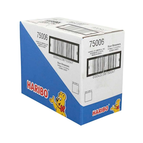 Caramelos agrios de tiras Haribo Haribo 7.2 oz., paquete de 14 - 75006.