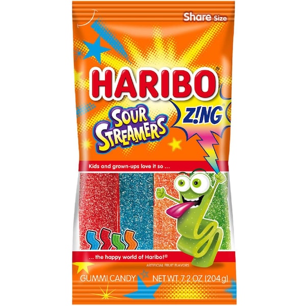 Caramelos agrios de tiras Haribo Haribo 7.2 oz., paquete de 14 - 75006.