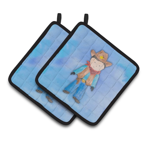 Carolines Treasures Cowboy Watercolor Pair of Pot Holders - BB7368PTHD