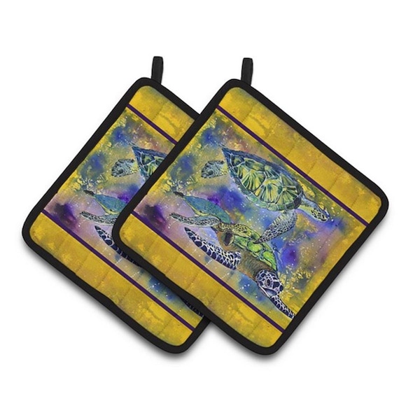Carolines Treasures Turtle Pair of Pot Holders, 7.5 x 3 x 7.5 in. - 8394PTHD