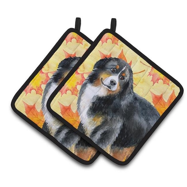 Carolines Treasures Carolines Treasures BB9906PTHD Bernese Mountain Dog Fall Pair of Pot Holders - BB9906PTHD