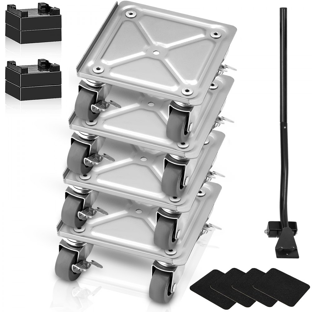VEVOR Furniture Dolly, Furniture Moving Dollies with 360° PP Swivel Wheels & Carbon Steel Panel, 500 Lbs Capacity Furniture Lift Mover Tool Set for Moving Heavy Furniture Refrigerator Sofa - JYXTKH4500LBSW6MUV0