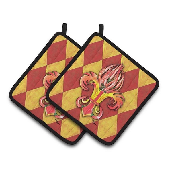 Carolines Treasures Peppers Fleur De Lis Pair of Pot Holders, 7.5 x 3 x 7.5 in. - 8499PTHD