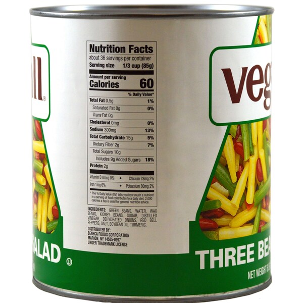 Veg-All Ensalada de Tres Frijoles 108 oz., Paquete de 6 - F003710006053