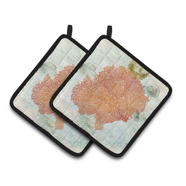 Carolines Treasures Coral Pink Pair of Pot Holders, 7.5 x 3 x 7.5 in. - SB3023PTHD