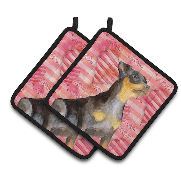 Carolines Treasures Miniature Pinscher No 2 Love Pair of Pot Holders - BB9811PTHD