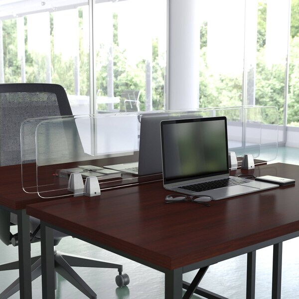 Flash Furniture Clear Acrylic Desk Partition, 12"H x 47"L, Hardware Included - BR-DDIA-30119-GG