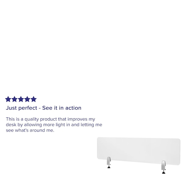 Flash Furniture Clear Acrylic Desk Partition, 12"H x 47"L, Hardware Included - BR-DDIA-30119-GG