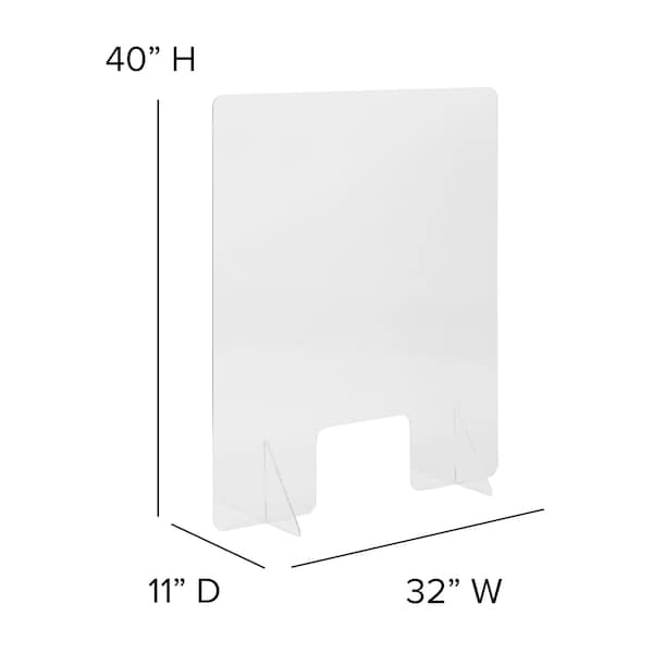 Flash Furniture Acrylic Free-Standing Register Shield / Sneeze Guard, 32"H x 40"L - BR-ASLF-3240-GG