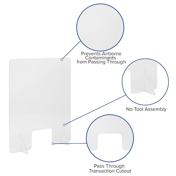 Flash Furniture Acrylic Free-Standing Register Shield / Sneeze Guard, 32"H x 40"L - BR-ASLF-3240-GG