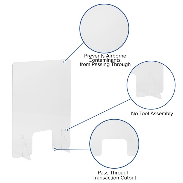 Flash Furniture Acrylic Free-Standing Register Shield / Sneeze Guard, 33"H x 24"L - BR-ASLF-3324-GG