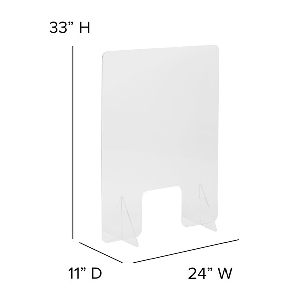 Flash Furniture Acrylic Free-Standing Register Shield / Sneeze Guard, 33"H x 24"L - BR-ASLF-3324-GG