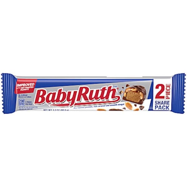 Barra de caramelo de chocolate y cacahuate Baby Ruth de 3.3 oz, paquete de 18 - 711294