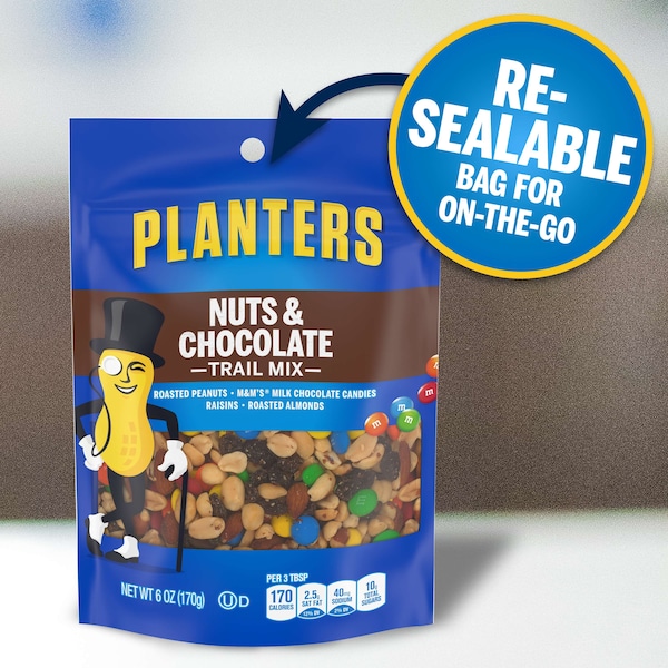 Mezcla de Frutos Secos y Chocolate Planters en Bolsa de 6 oz, paquete de 12 - 10029000078625
