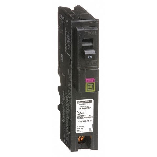 Square D Circuit Breaker, HOM Series, 20A, 1 Pole, 120V AC, 10kA - HOM120PDF