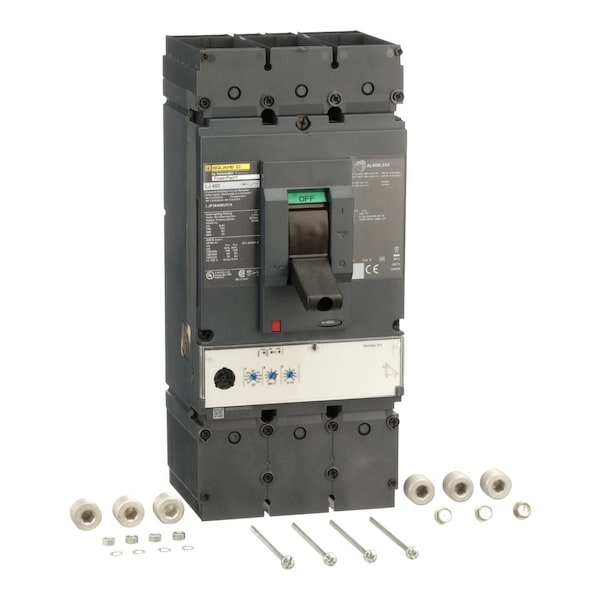 Square D Molded Case Circuit Breaker, LJP Series, 400A, 3 Pole, 600V AC, 100kA at 240V AC - LJP36400U31X