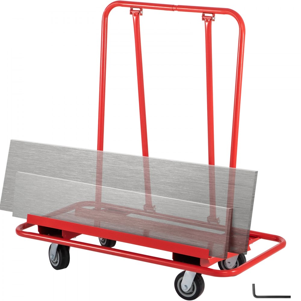 VEVOR Drywall Cart, 45.3"L × 21.7"W × 31.5"H Drywall Sheet Carts with 2200 LBS/1 Ton Load Capacity, Heavy Duty Plasterboard Trolley w/ Four 5" Wheels, Service Dolly for Handling Sheetrock Sheet Panel - YMTCHSTZBDDWC1YQVV0
