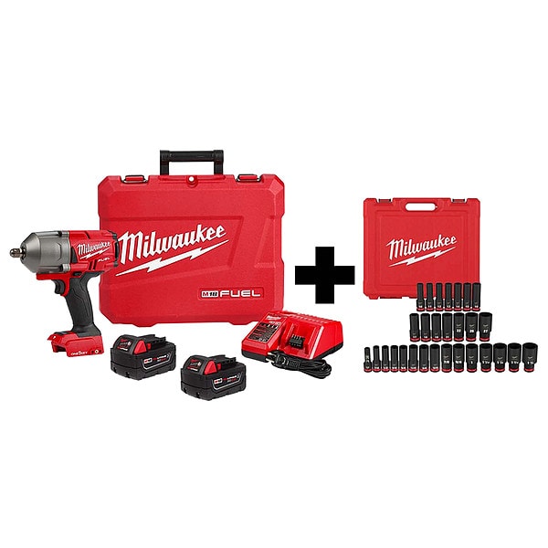 Milwaukee Tool M18 ONE-KEY 1/2" HTIW + 29PC Socket Set - 2862-22R,49-66-7016