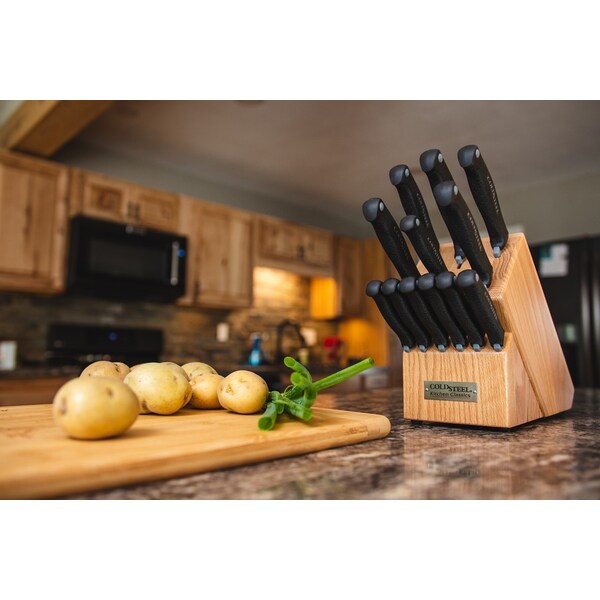 Gsm 2023 Cold Steel Kitchen Classics Whole Set Fixed 4116 Stainless, Oak Wood Block Steel - CLD-59KSSET