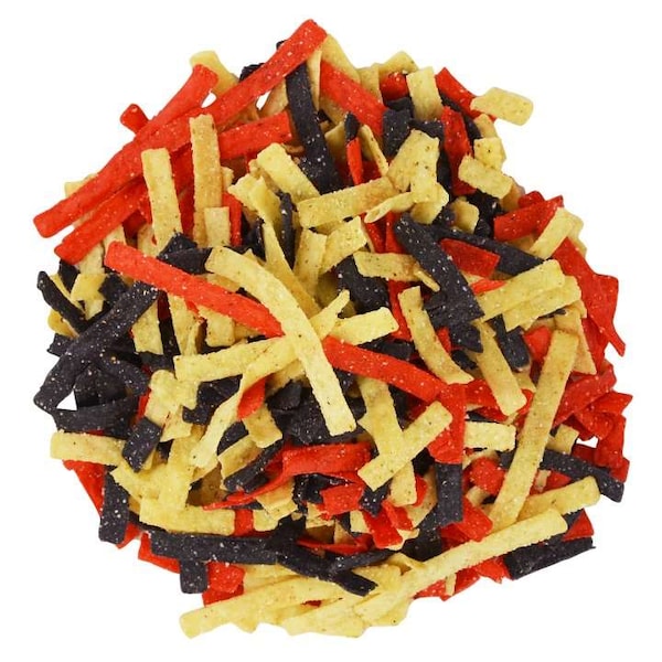 Tiras de tortilla tricolor gourmet frescas para ensalada, 1lb, paquete de 10 - 55649