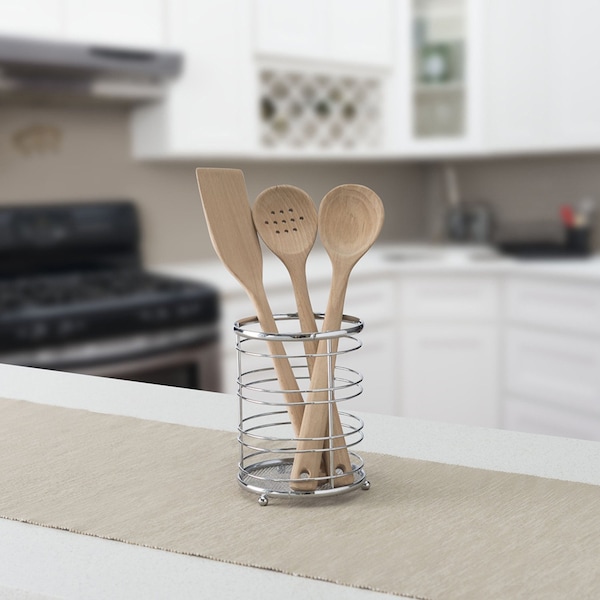 Home Basics Chrome Plated Steel Cutlery Holder - CH00458
