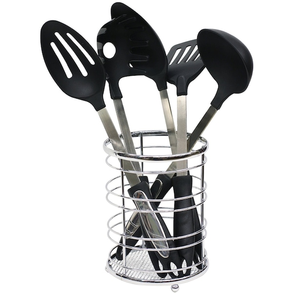 Home Basics Chrome Plated Steel Cutlery Holder - CH00458