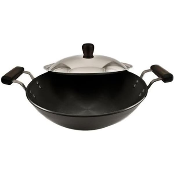 Hawkins Hawkins L26 Futura Hard Anodised Deep-Fry Pan Kadhai with Steel Lid and Flat Bottom - 3.75 Litres - L26