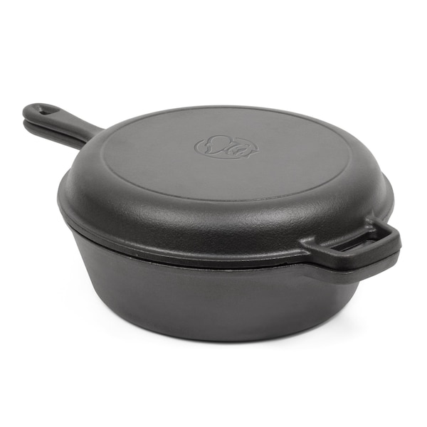 Commercial Chef 3 Qt Cast Iron Dutch Oven with Skillet Lid - CHFL3CC