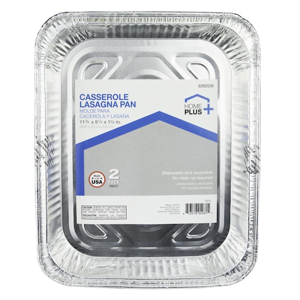 Home Plus Durable Foil 9-1/4 in. W X 11-3/4  L Casserole Lasagna Pan Silver 2 pc - D43020