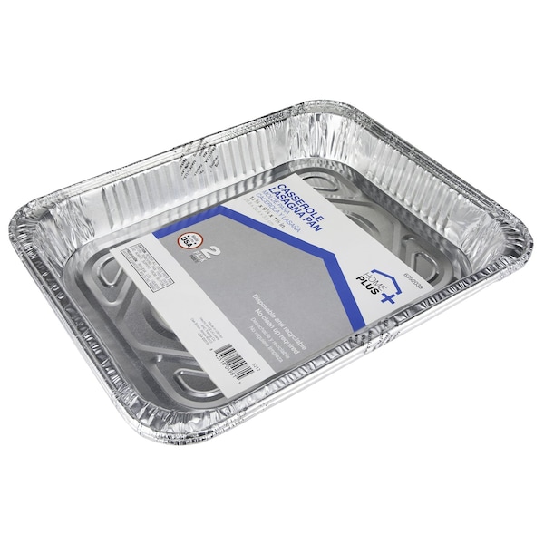 Home Plus Durable Foil 9-1/4 in. W X 11-3/4  L Casserole Lasagna Pan Silver 2 pc - D43020