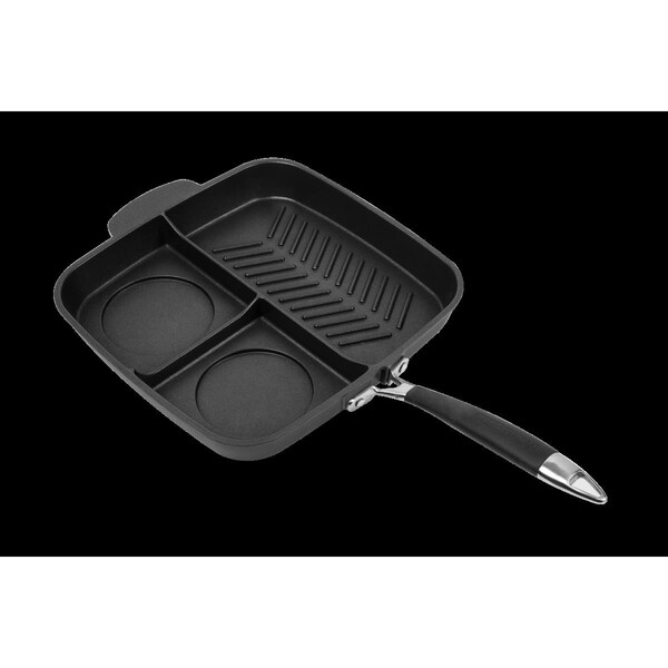 Teatula 11 in. Non-Stick 3 Section Meal Skillet, Black - MP-5S
