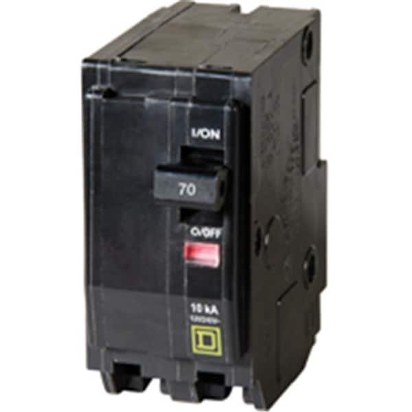 Square D Circuit Breaker, QO Series, 70A, 2 Pole, 120/240V AC, 10kA at 120/240V AC - 6191241
