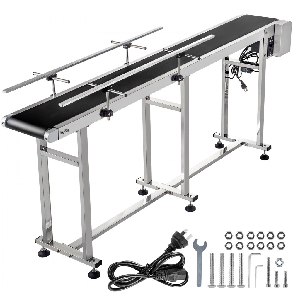 VEVOR Belt Conveyor Length 71-Inch, PVC Conveyor Belt Width 7.8-Inch, Motorized Conveyor Industrial Transport Conveyor, w/ Double Guardrails Anti-static Adjustable Conveyor Table Electric Handling - PDSSJ180X20SX0001V1