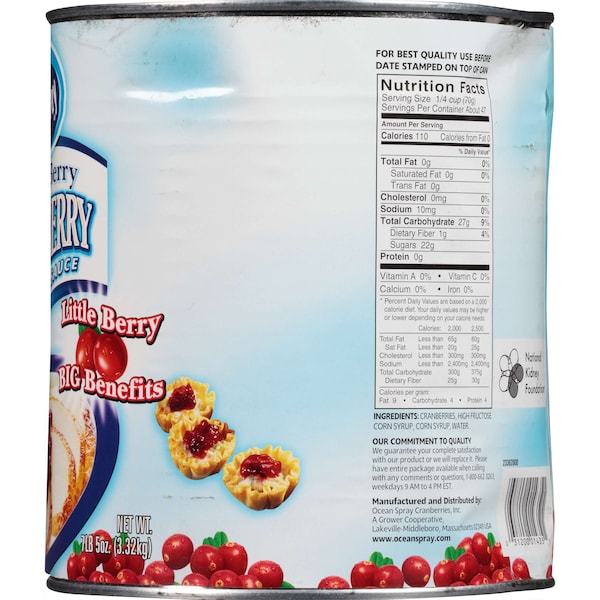 Ocean Spray Salsa de Arándano Entero en Lata de 10 lbs, Paquete de 6 - 01435