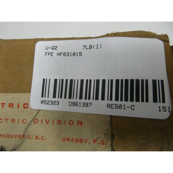 Federal Pacific Molded Case Circuit Breaker, 15A, 3 Pole, 600V AC - NF631015