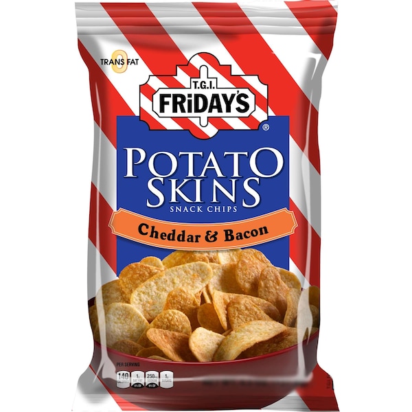 "¡Viernes TGI Cheddar Bacon Papas con Piel 3 oz. Bolsa, PK6 - 30146"
