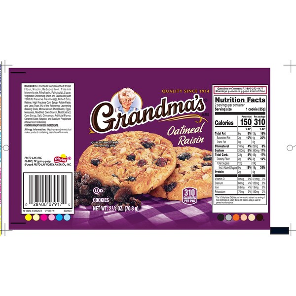 Abuelitas 2.50 oz. Galleta grande de avena con pasas, PAQ60 - 45093.