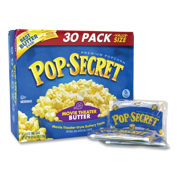 Palomitas de maíz en el microondas Pop Secret, mantequilla de cine, bolsas de 3 oz, paquete de 30 - 69687