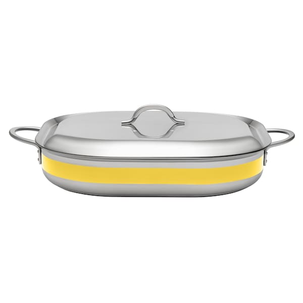 Bon Chef Country French 2 Oblong Pan W/Lid  15" X 11" X 2 7/8"  5 Qt - Yellow - 71023-CF2-Y