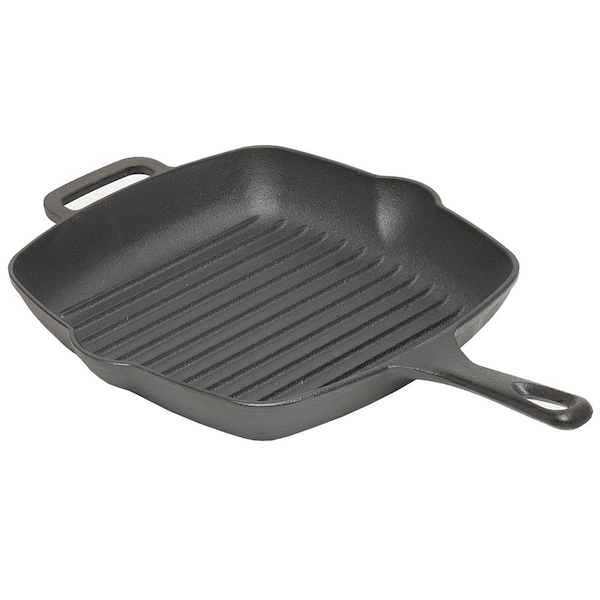 Hds Trading 10inch PreSeasoned Cast Iron Square Grill Pan - ZOR95874