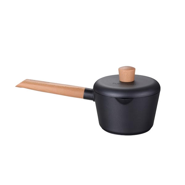 Amercook Aluminum Round Sauce Pan and Lid with Wood Moulding Handle, 6.3" - AC-99904.16