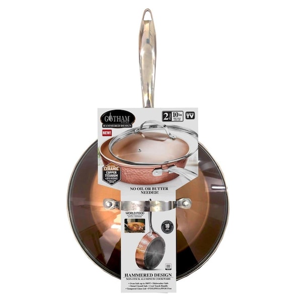 Burenda Blenders 10 in. Ceramic Copper Pan with Lid - BU3311040