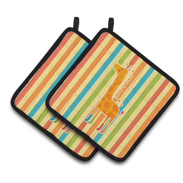 Carolines Treasures Giraffe in Socks Pair of Pot Holders - BB6747PTHD