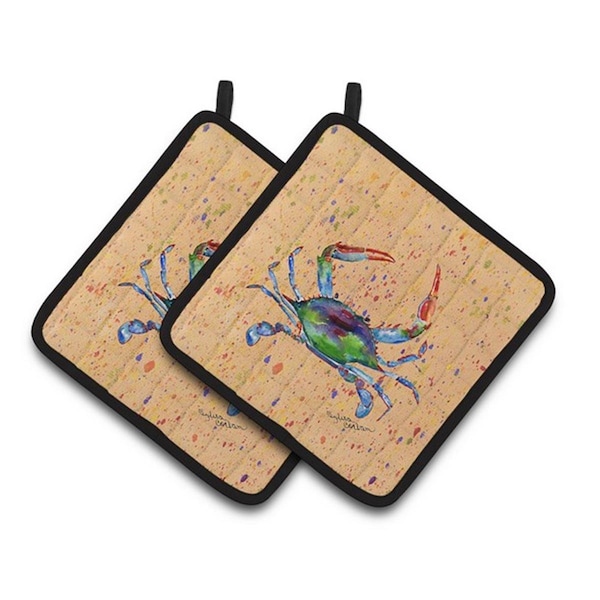Carolines Treasures Crab Pair of Pot Holders, 7.5 x 3 x 7.5 in. - 8467PTHD