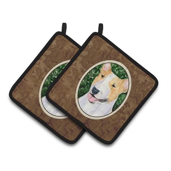 Carolines Treasures Carolines Treasures SS8873PTHD Bull Terrier Pair of Pot Holders; 7.5 x 3 x 7.5 in. - SS8873PTHD